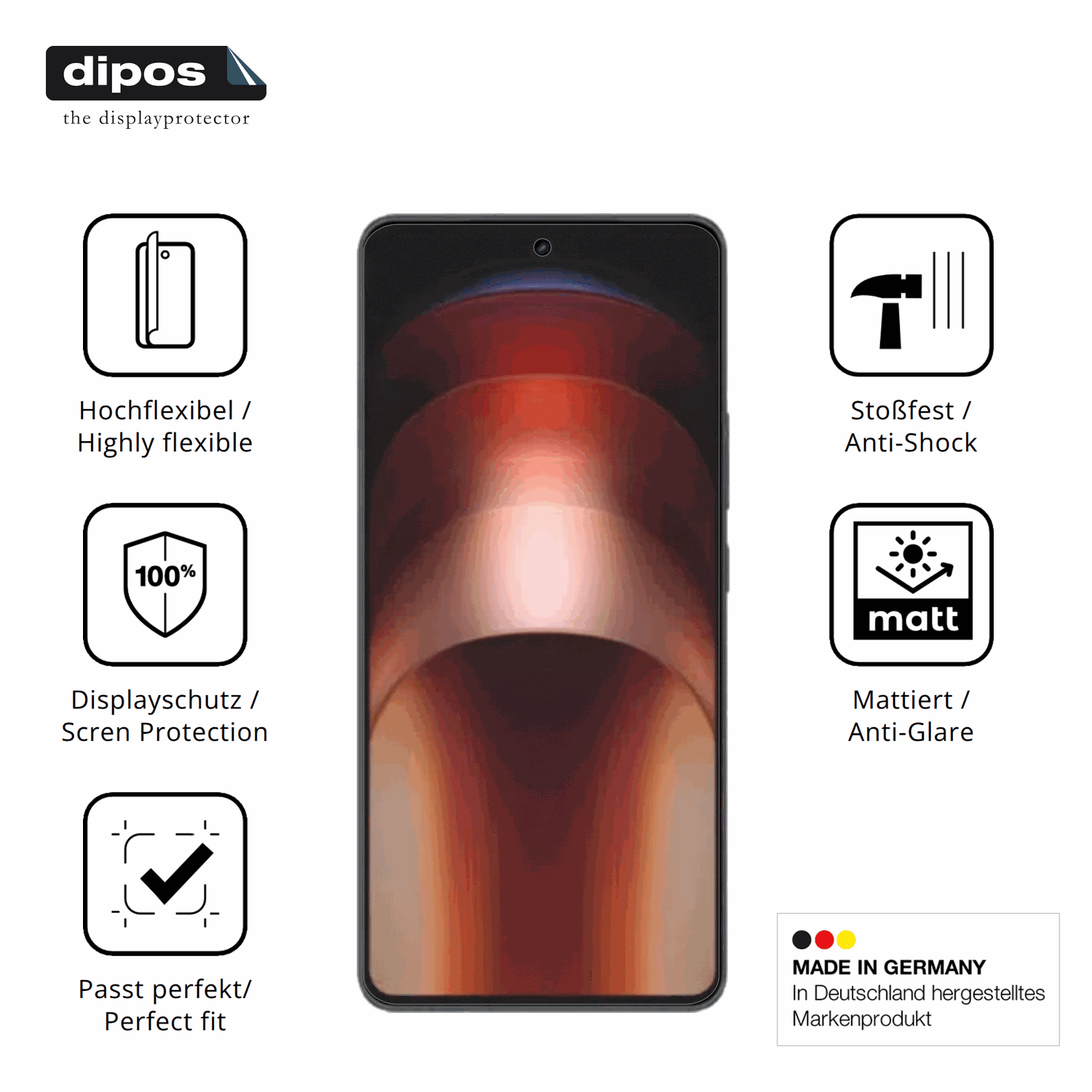 Displayschutz hergestellt in Deutschland, höchste Qualität made in Germany