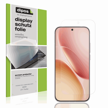 Matte Displayschutzfolie von dipos passend für iQOO Z11 Turbo, präziser Zuschnitt und blasenfrei montiert