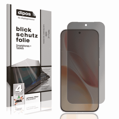 Blickschutzfolie von dipos passend für iQOO Z11 Turbo, präziser Zuschnitt und blasenfrei montiert