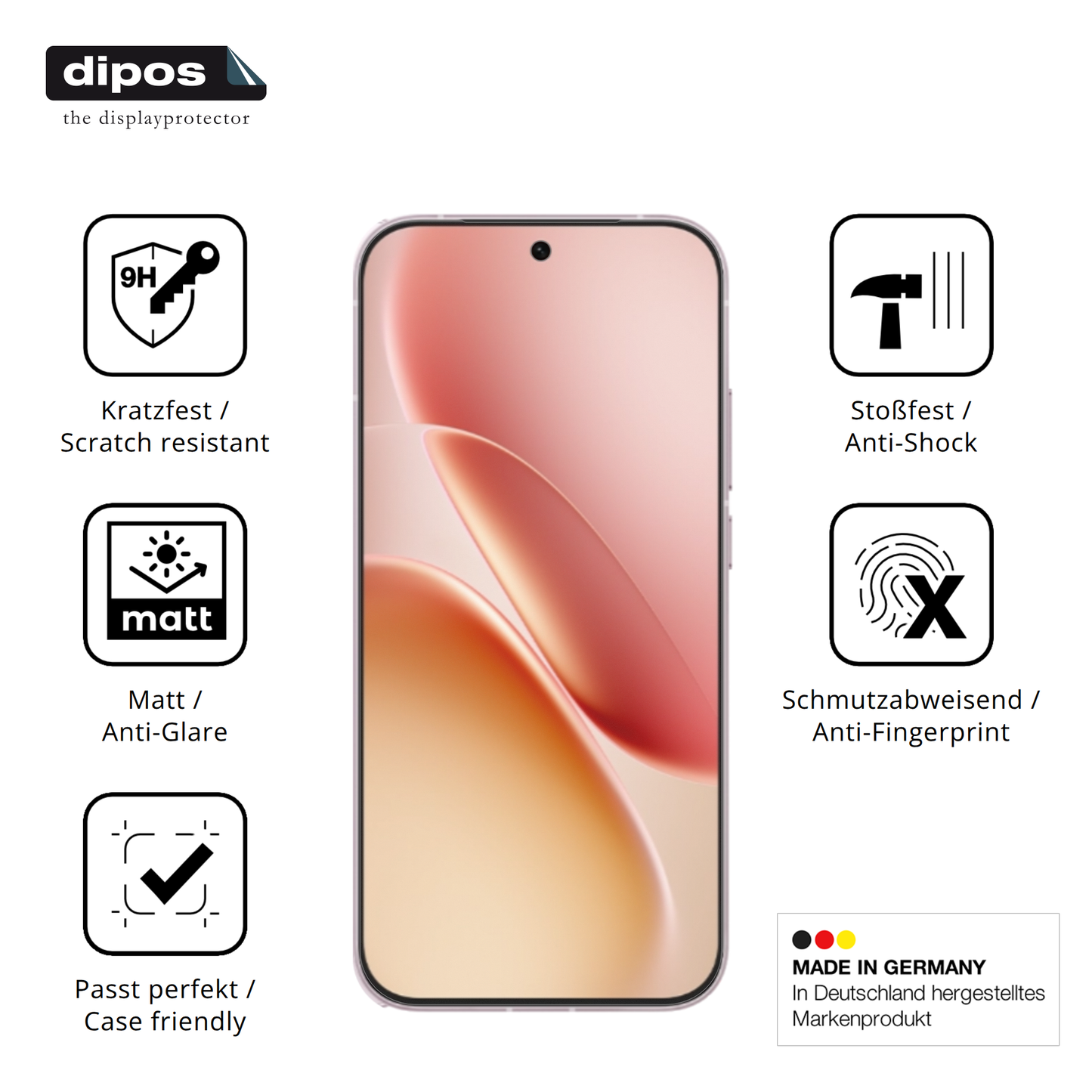 Displayschutz hergestellt in Deutschland, höchste Qualität made in Germany