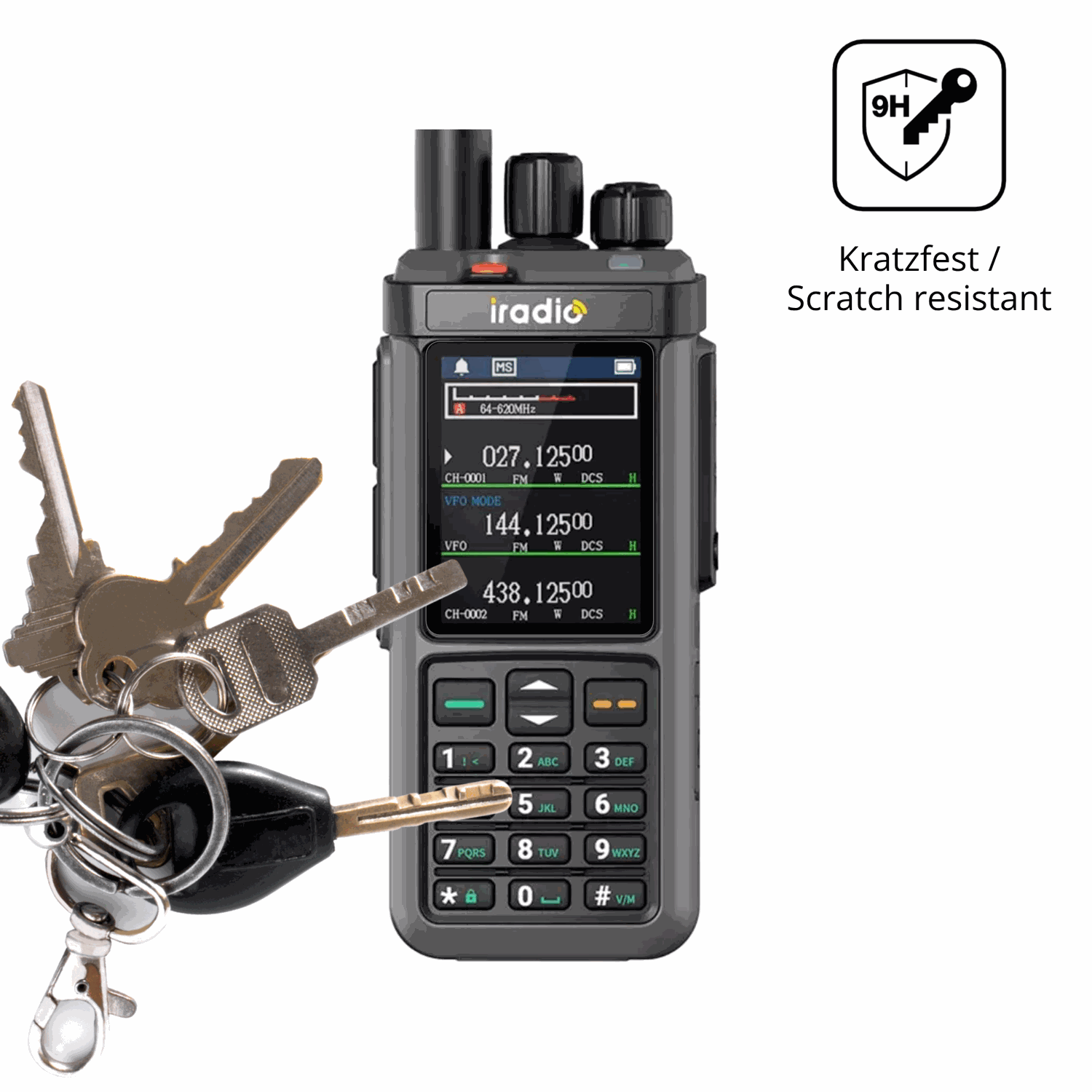 dipos Displayschutz für IRADIO UV-98, transparente Oberfläche, perfekte Passform auch für die Rundungen