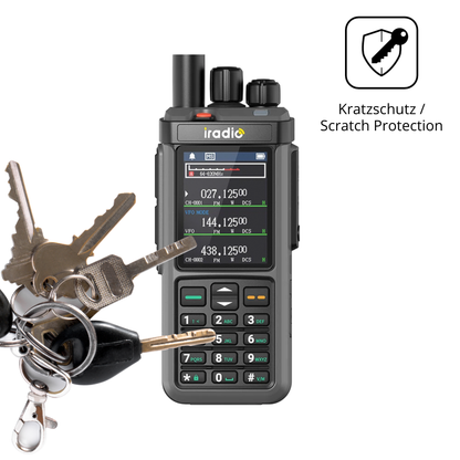 Schutz gegen Kratzer auf dem IRADIO UV-98 Plus Glas durch Schlüssel oder Ähnliches