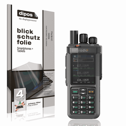 Blickschutzfolie von dipos passend für IRADIO UV-98 Plus, präziser Zuschnitt und blasenfrei montiert