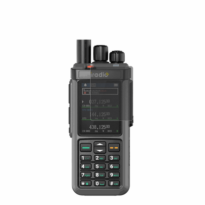 IRADIOUV-98 Plus mit aufgebrachtem dipos Displayschutz, der seitliche Einblicke blockiert