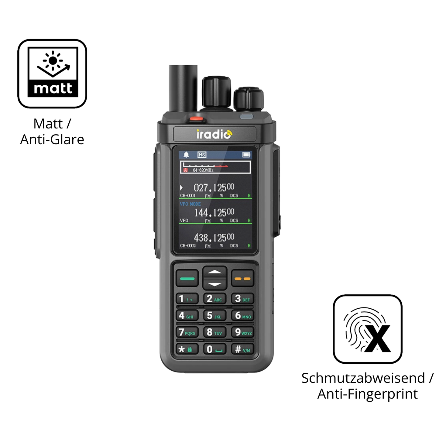 9H Hartbeschichtete, flexible Folie passend zugeschnitten für IRADIO UV-98 Plus