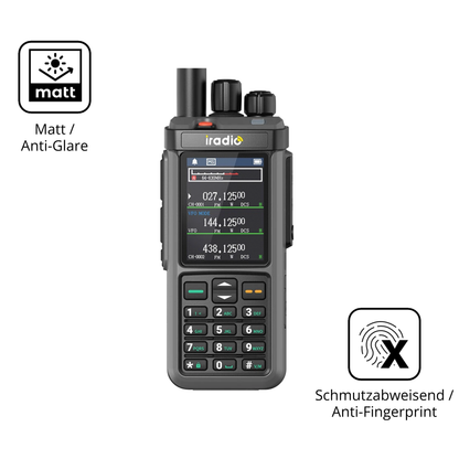 9H Hartbeschichtete, flexible Folie passend zugeschnitten für IRADIO UV-98 Plus
