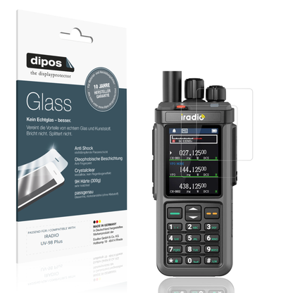 Klare Displayschutzfolie von dipos passend für IRADIO UV-98 Plus, 9H kratzfest und blasenfrei montiert