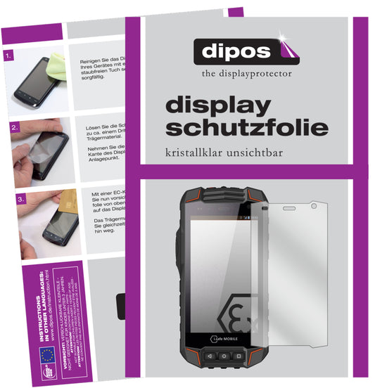 Klare Displayschutzfolie von dipos passend für i.safe MOBILE IS520.1, präziser Zuschnitt und blasenfrei montiert