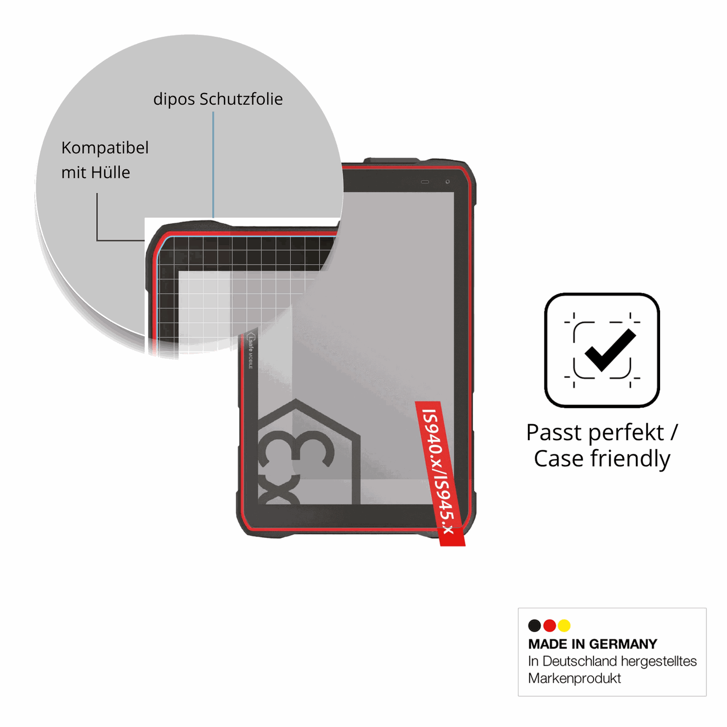 2x Screen Protector for i.safe MOBILE IS940.1 Protection Anti Glare dipos