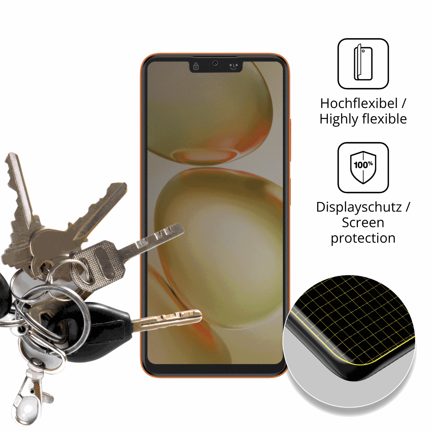dipos Displayschutz für Itel A100 Pro, mit Blickschutzfilter und perfekter Passform auch für die Rundungen