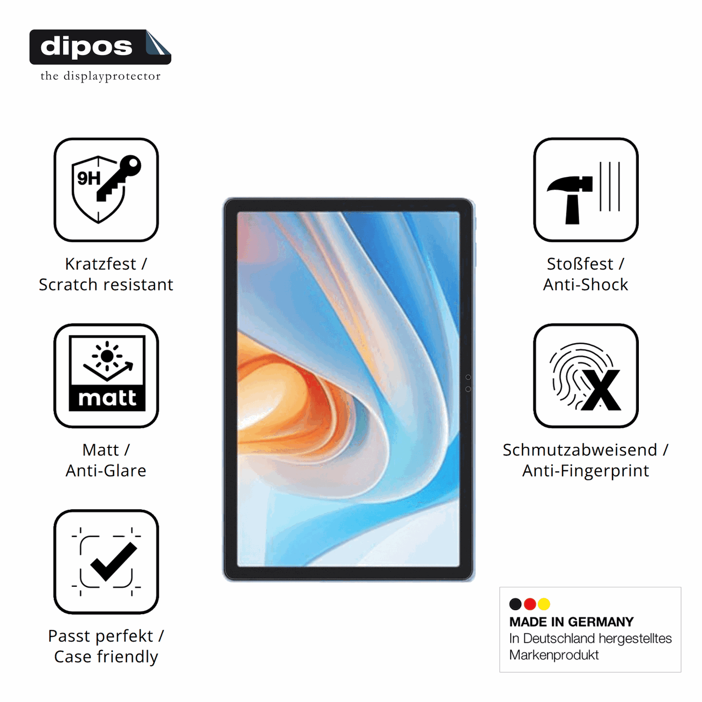 Displayschutz hergestellt in Deutschland, höchste Qualität made in Germany