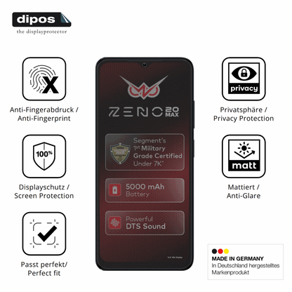 Privatsphäre-Schutz durch Sichtschutz-Folie passend zugeschnitten für Itel Zeno 20 Max