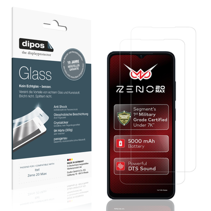 Klare Displayschutzfolie von dipos passend für Itel Zeno 20 Max, 9H kratzfest und blasenfrei montiert