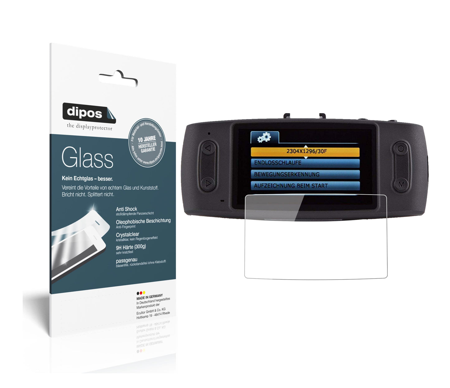 Klare Displayschutzfolie von dipos passend für iTracker GS6000-A12 Dashcam, 9H kratzfest und blasenfrei montiert