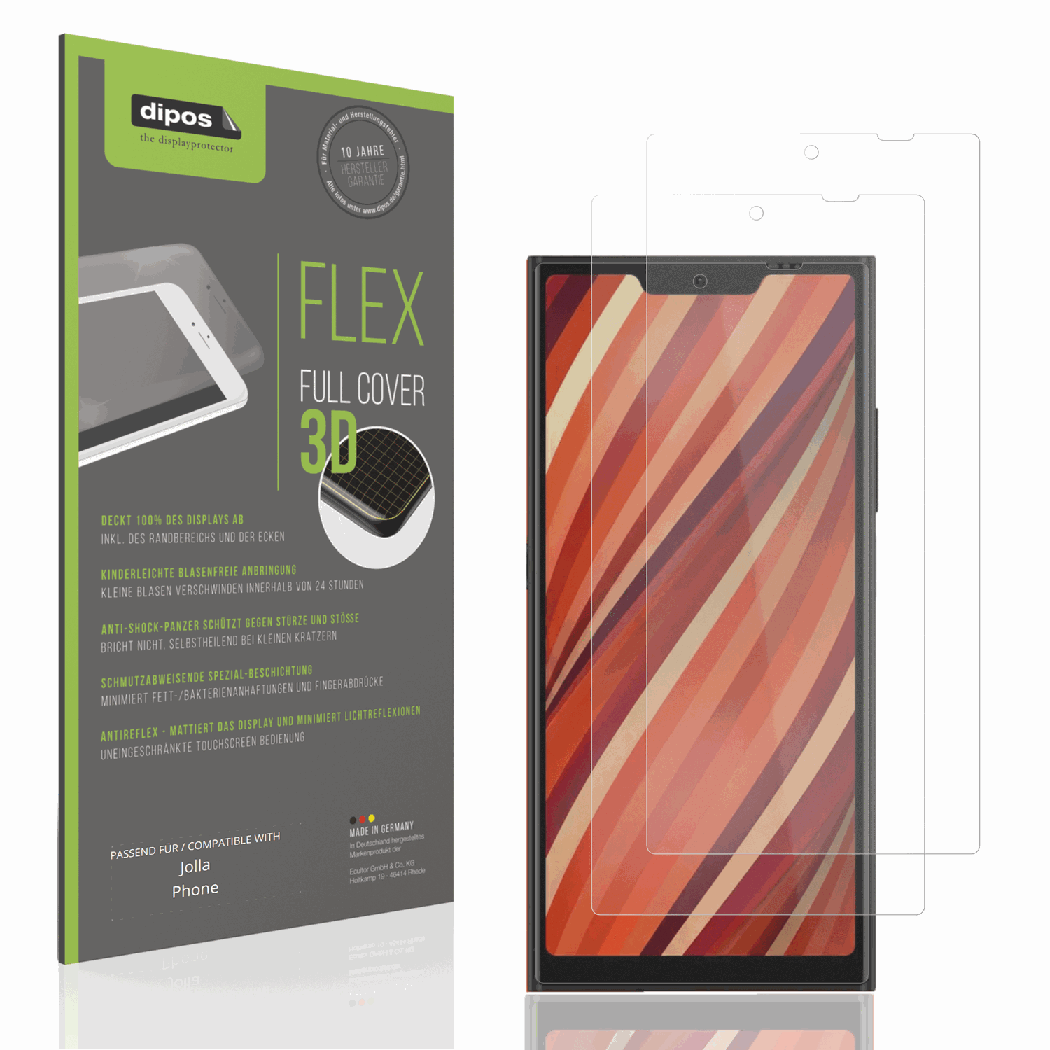 Matte Displayschutzfolie von dipos passend für Jolla Phone, 100% Displayabdeckung und blasenfreie Montage