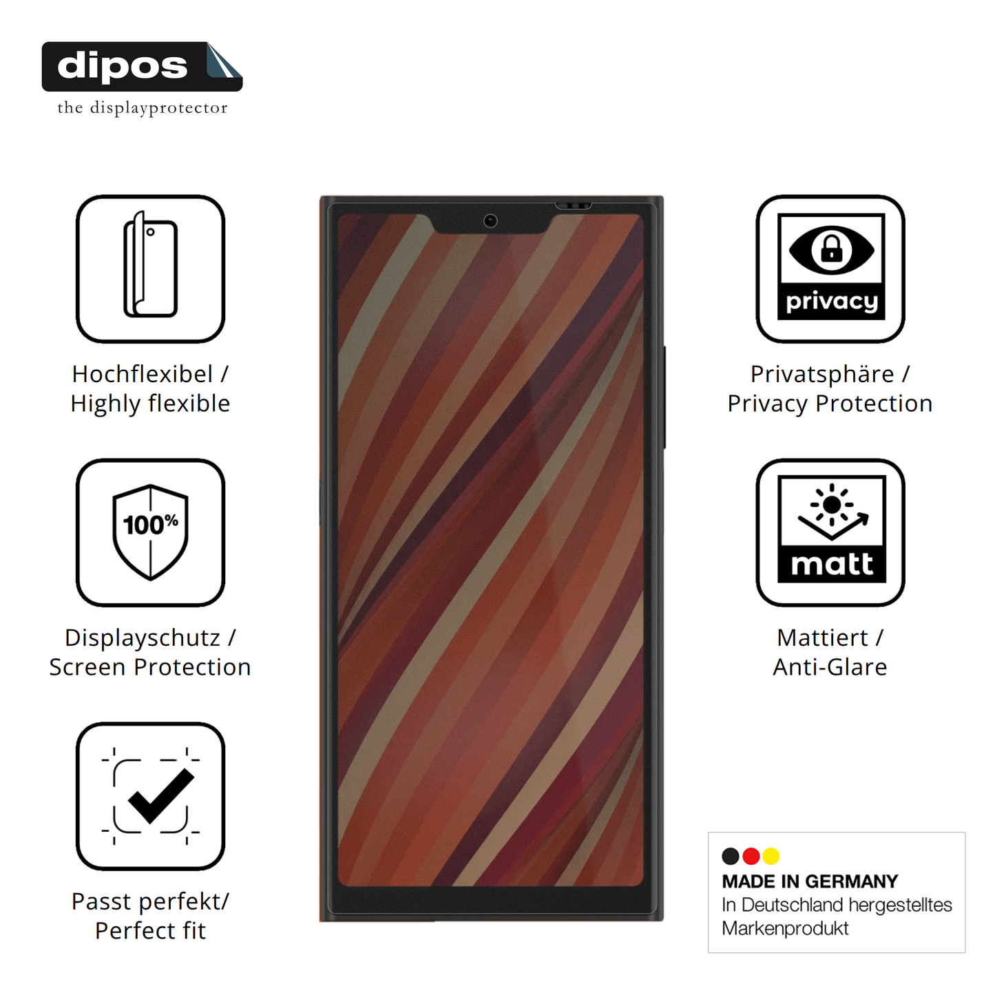 Flexible TPU-Folie passend zugeschnitten für Jolla Phone, mit Privatsphäre-Schutz durch Sichtschutz-Folie