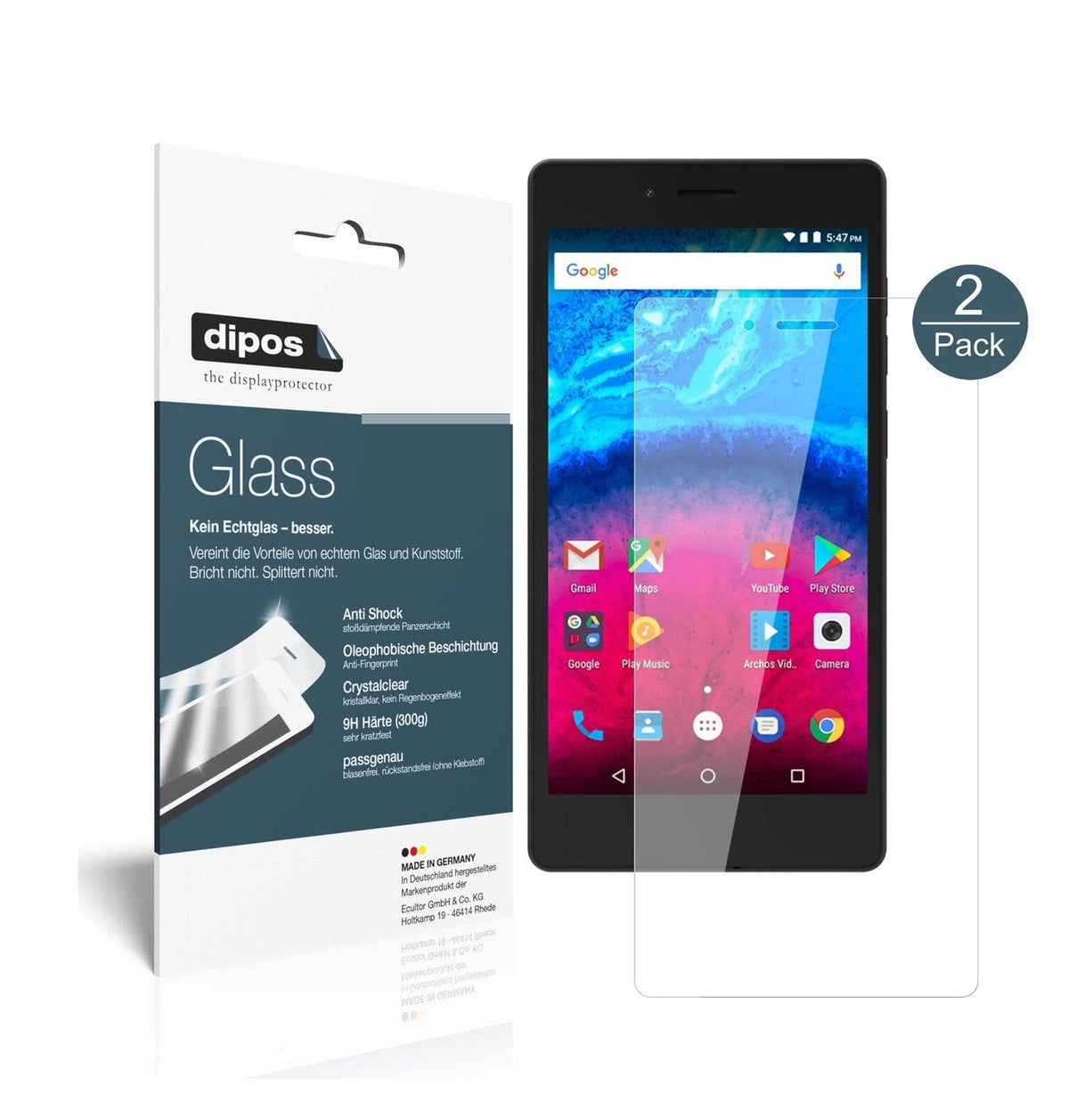 1x 9H Screen Protector for Archos 50 Core 5.0 inch Tempered Glass