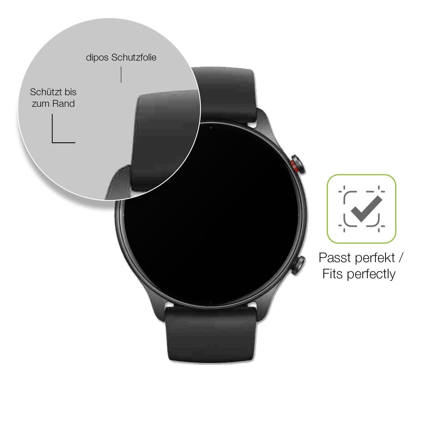 2x Full Cover Schutzfolie matt für Amazfit GTR 2e (6)