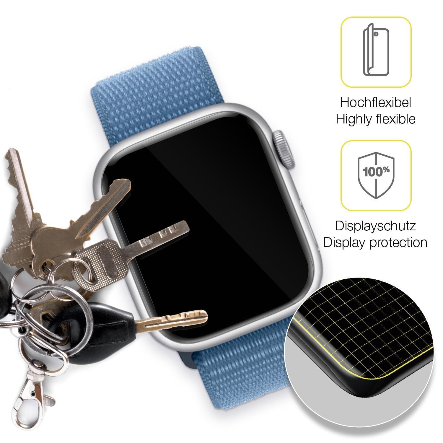 2x 3D Full Cover Schutzfolie für Apple Watch Serie (3)