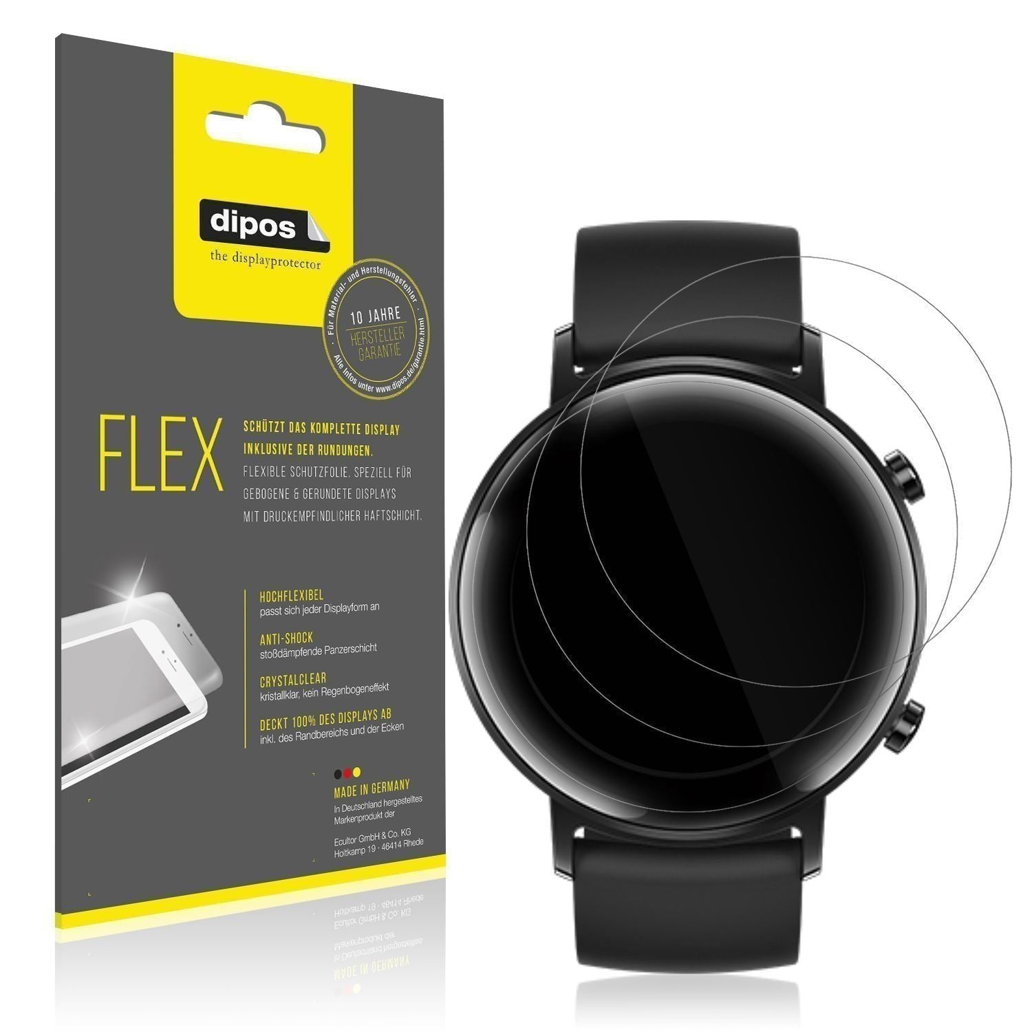2x 3D Full Cover Schutzfolie für Huawei Watch GT2  (1)