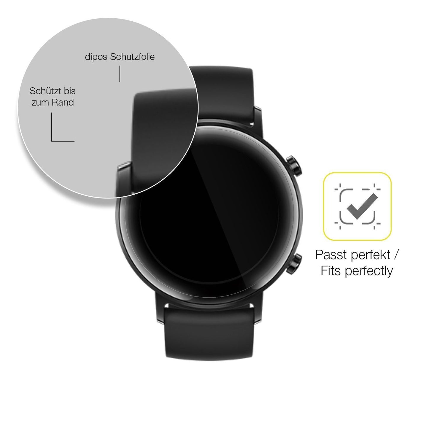 2x 3D Full Cover Schutzfolie für Huawei Watch GT2  (6)