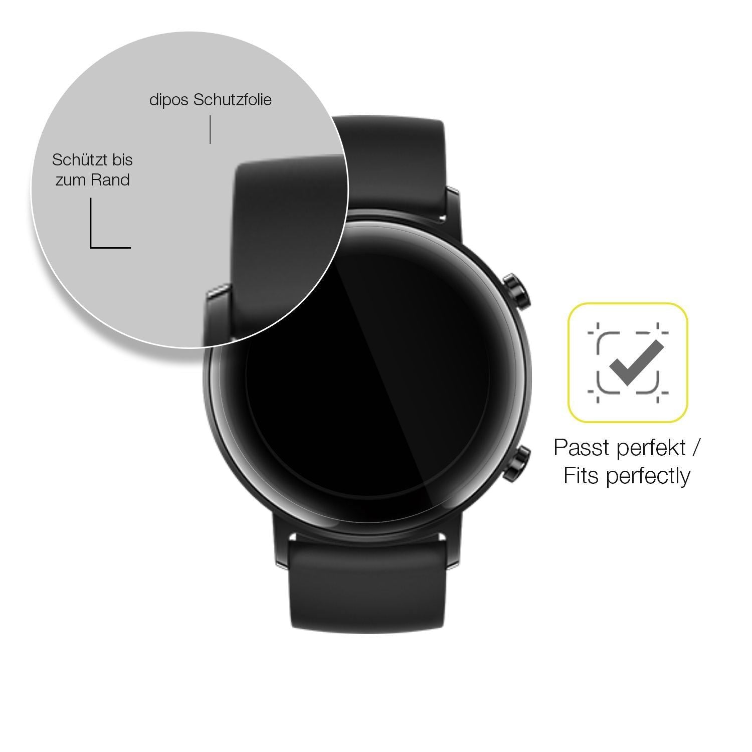 2x 3D Full Cover Schutzfolie für Huawei Watch GT2  (6)