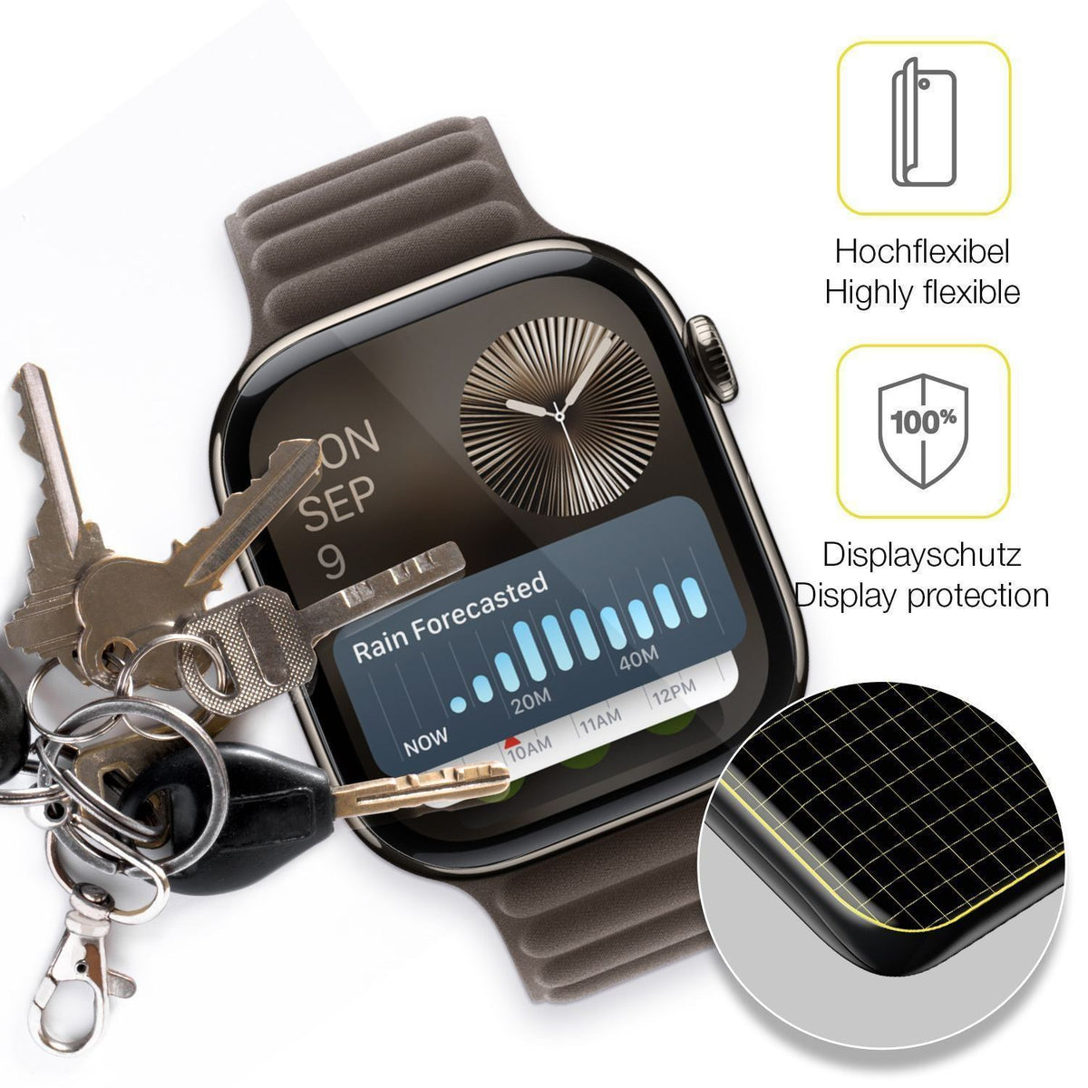 2x 3D Full Cover Schutzfolie für Apple Watch Serie (4)