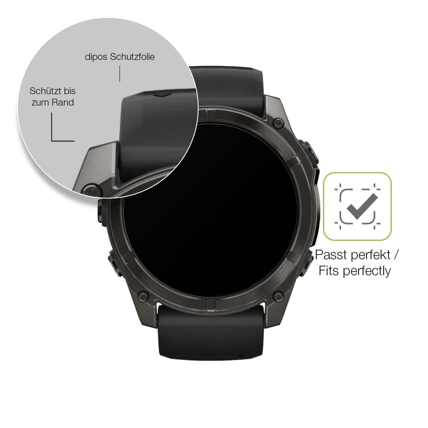 2x Full Cover Schutzfolie matt für Garmin Fenix 8  (6)