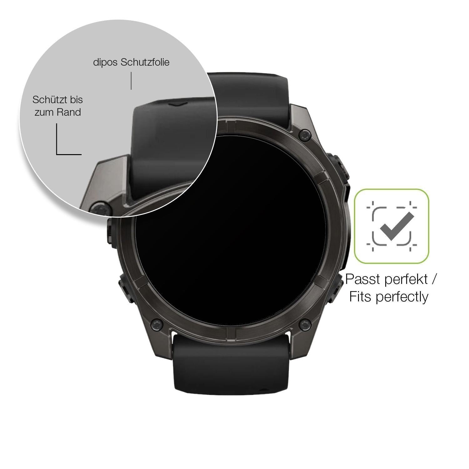 2x Full Cover Schutzfolie matt für Garmin Fenix 8  (6)