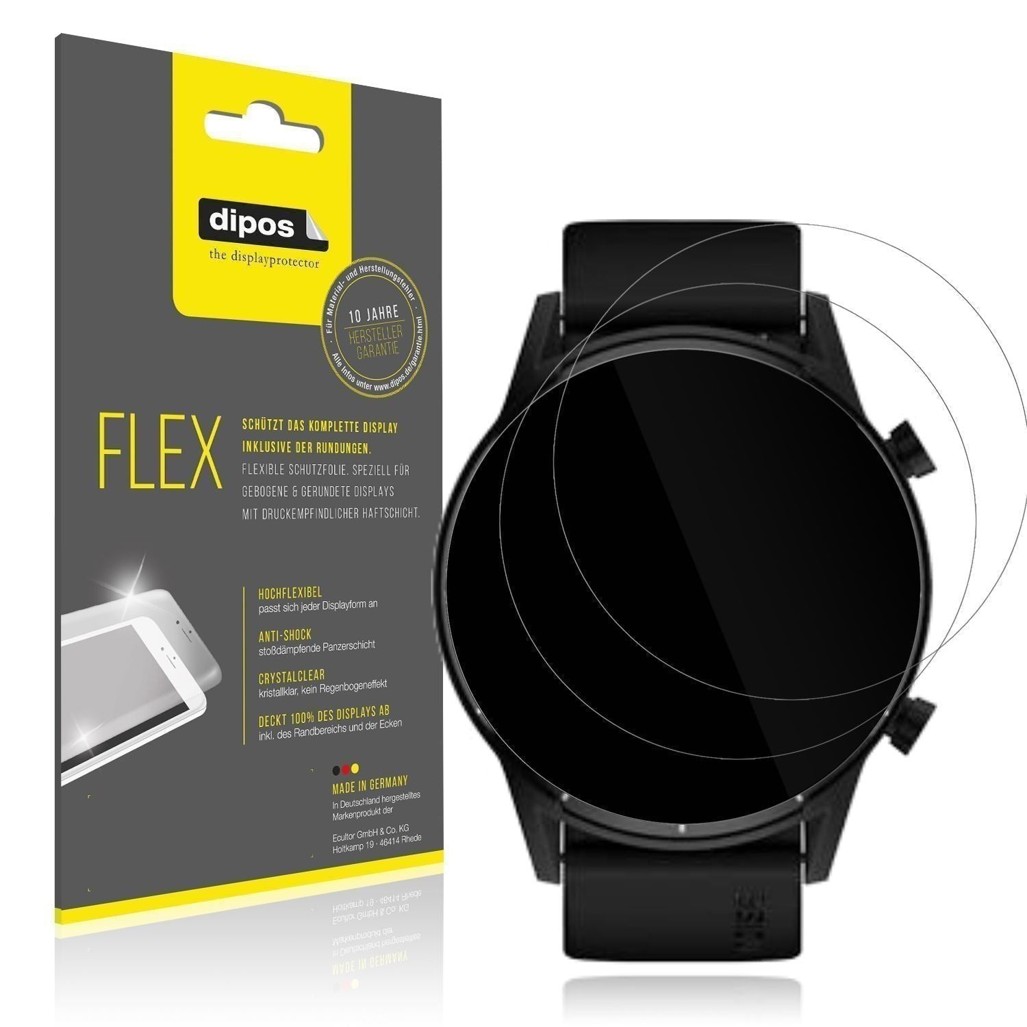 2x 3D Full Cover Schutzfolie für Tecno Watch Pro 2 (1)