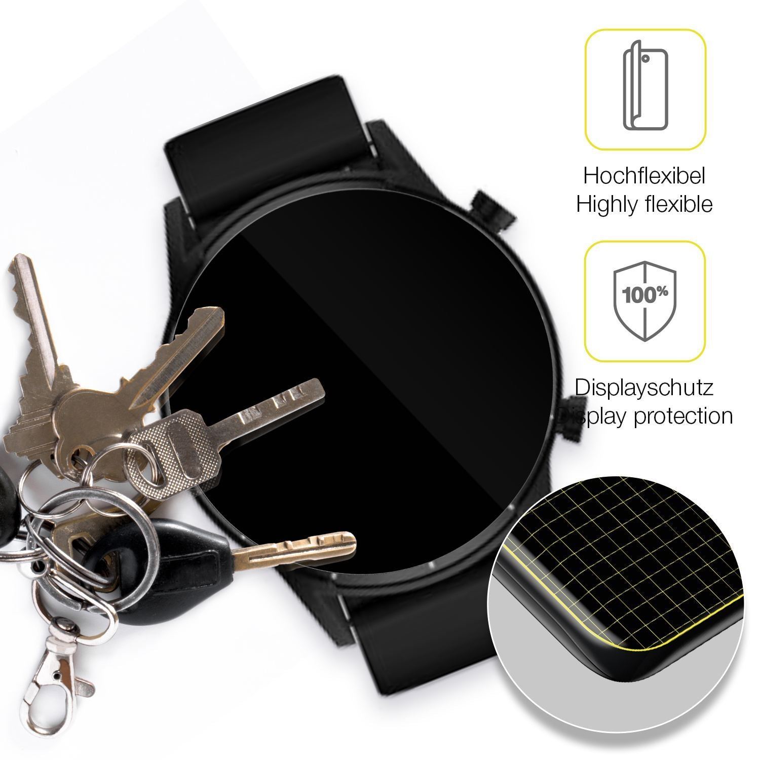 2x 3D Full Cover Schutzfolie für Tecno Watch Pro 2 (3)