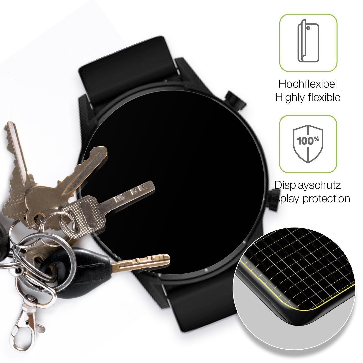 2x Full Cover Schutzfolie matt für Tecno Watch Pro (3)