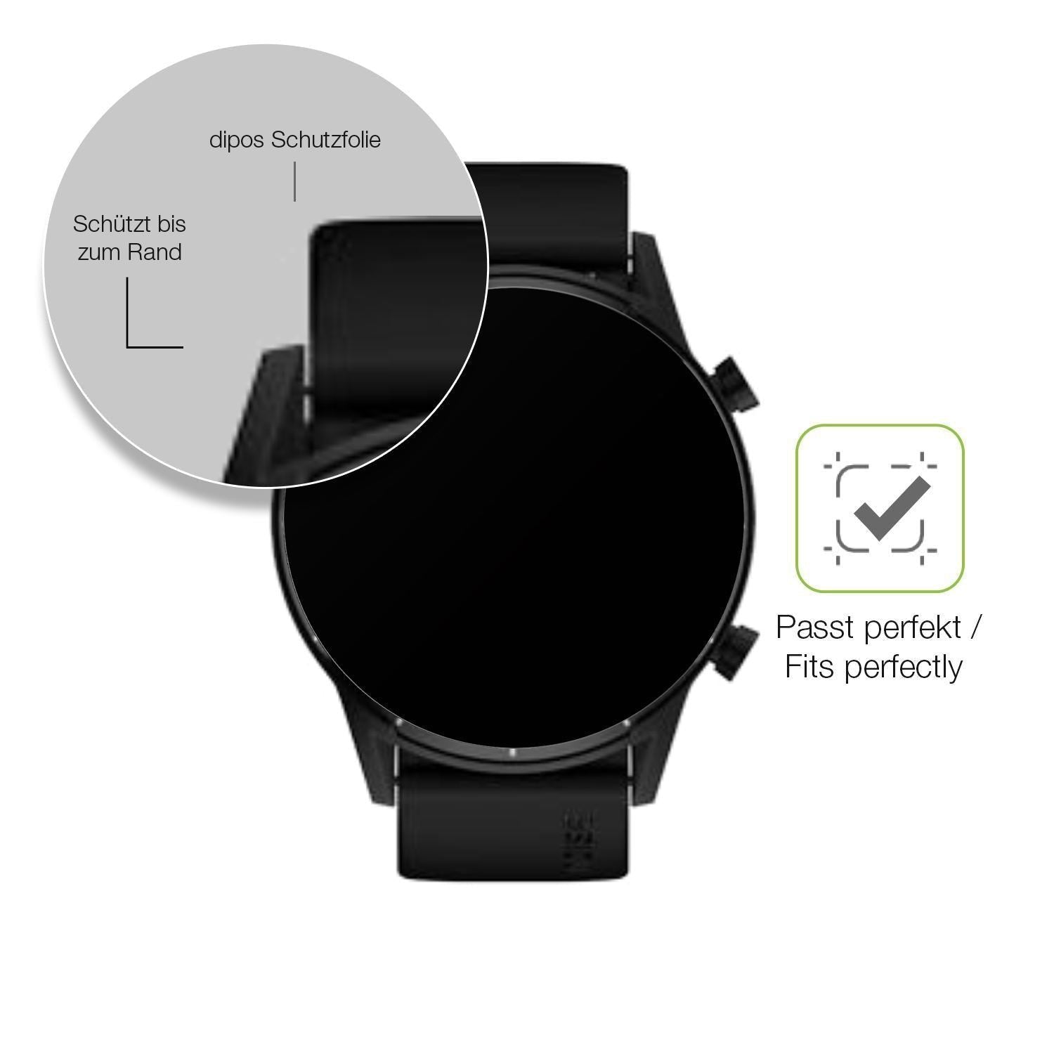 2x Full Cover Schutzfolie matt für Tecno Watch Pro (6)