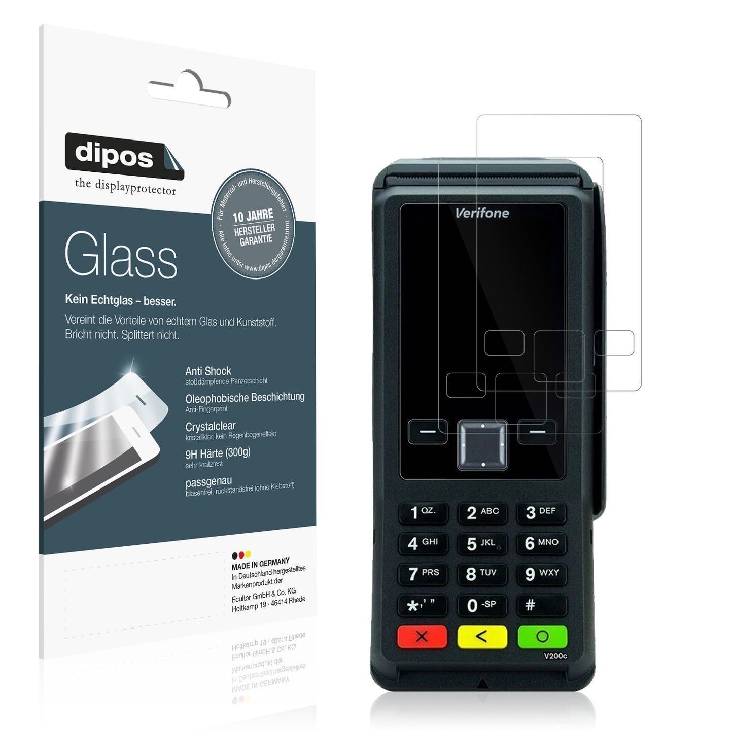 2x 9H Schutzfolie für Verifone V200c Panzerfolie (1)