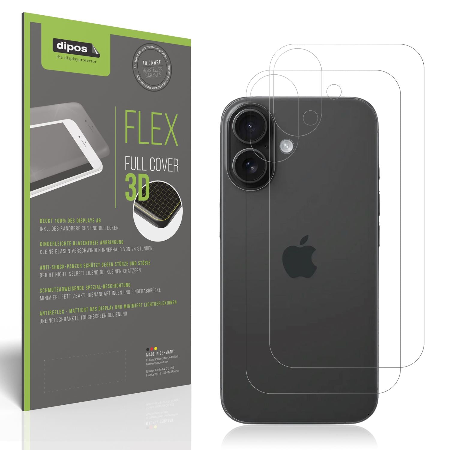 2x Full Cover Schutzfolie matt für Apple iPhone 16 (1)