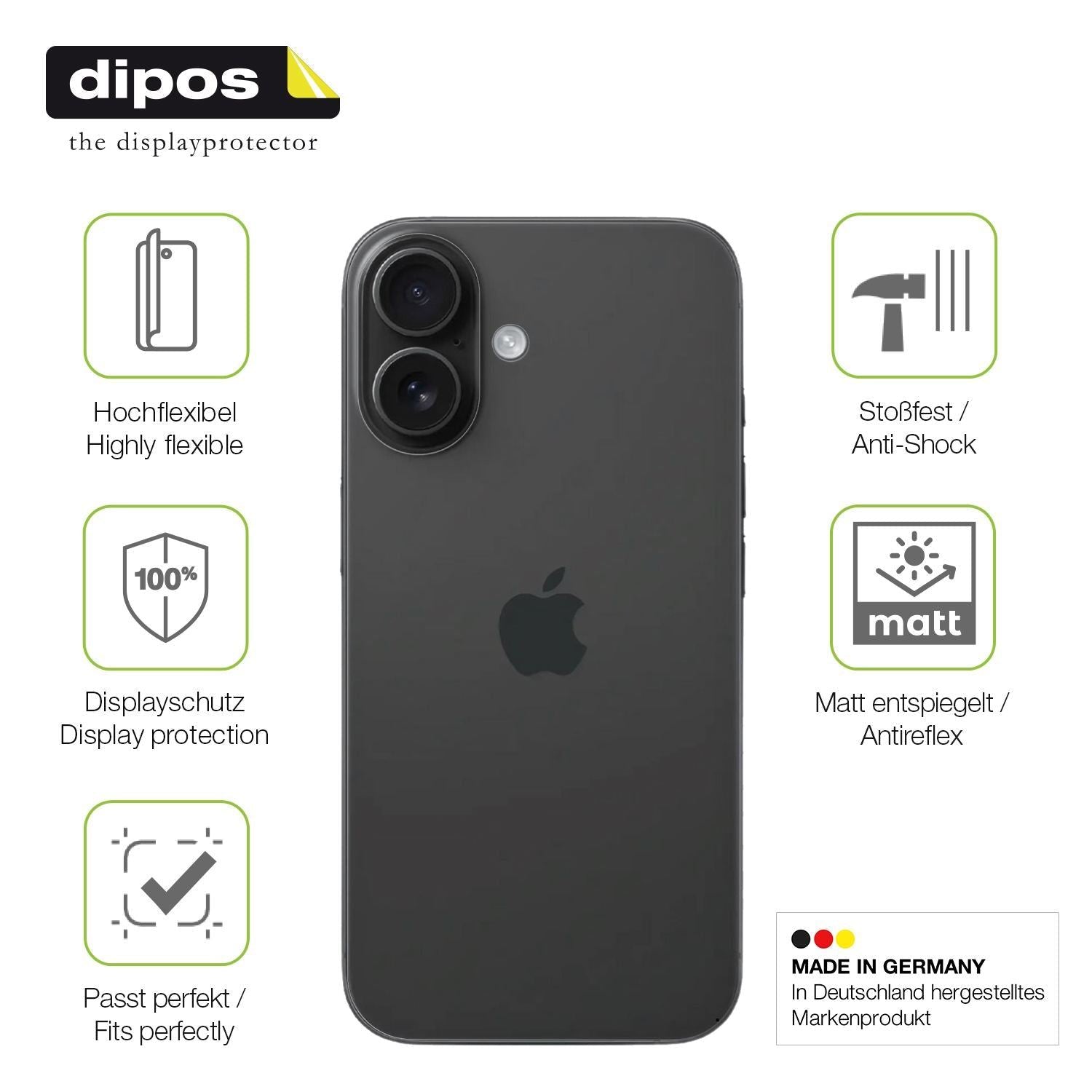 2x Full Cover Schutzfolie matt für Apple iPhone 16 (7)