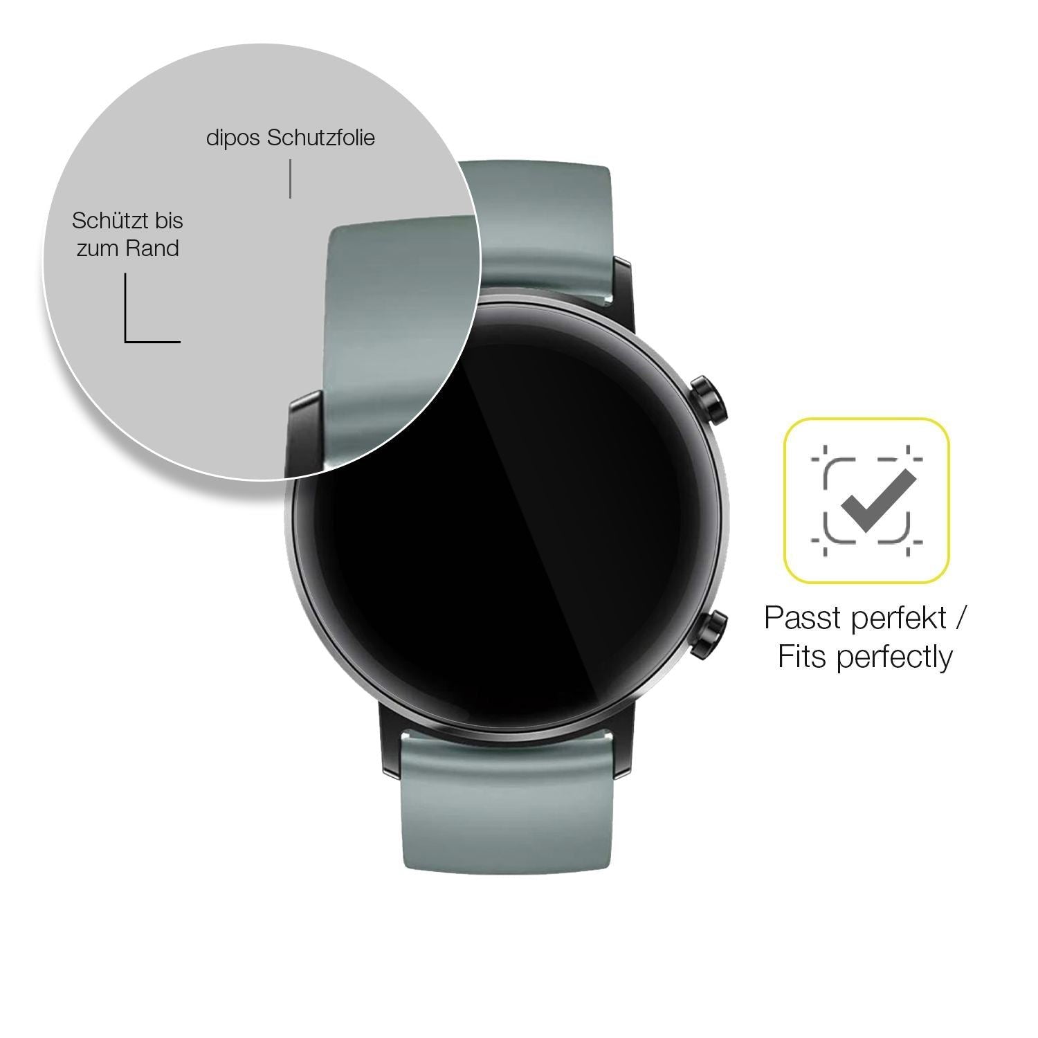 2x 3D Full Cover Schutzfolie für Huawei Watch GT 2 (6)