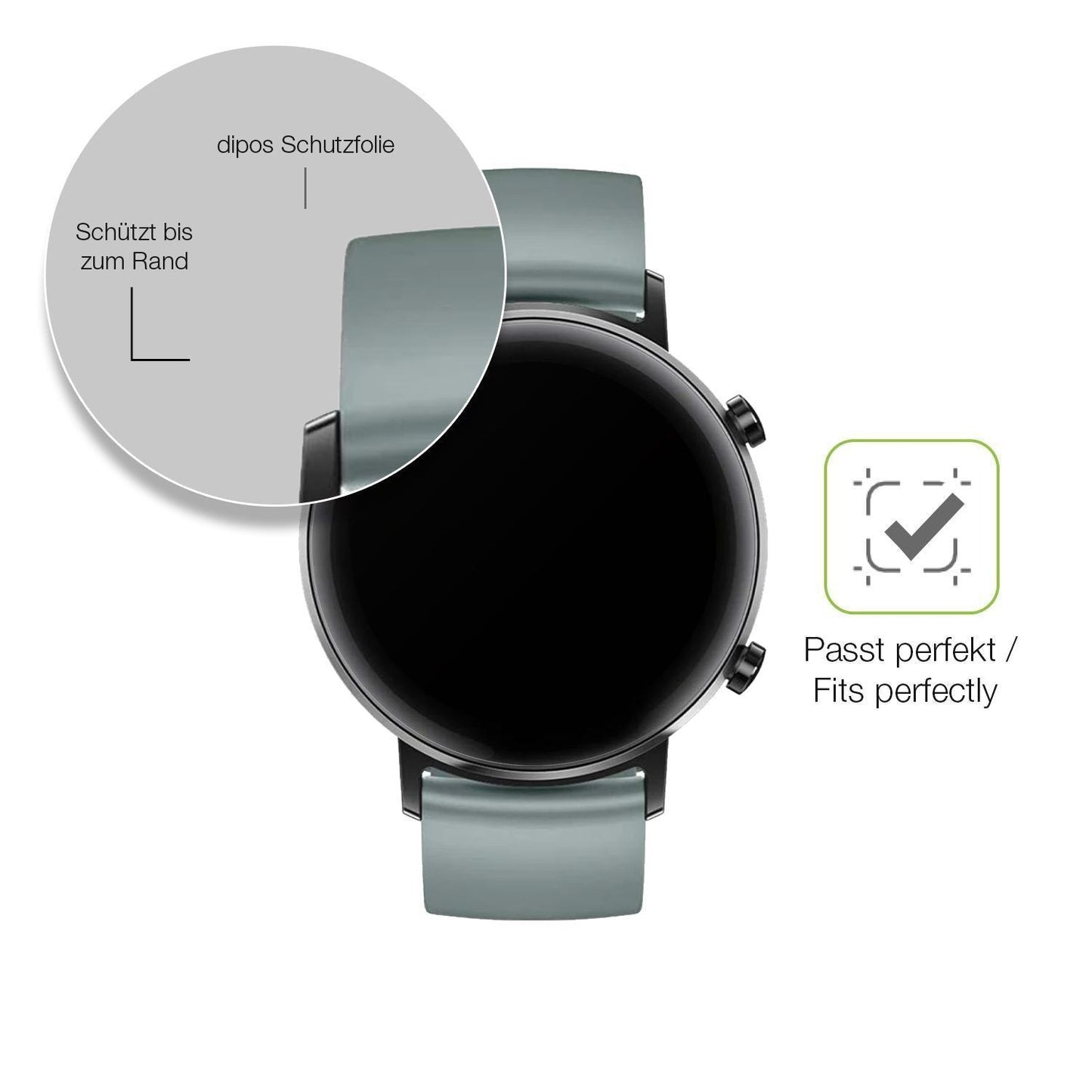 2x Full Cover Schutzfolie matt für Huawei Watch GT (6)