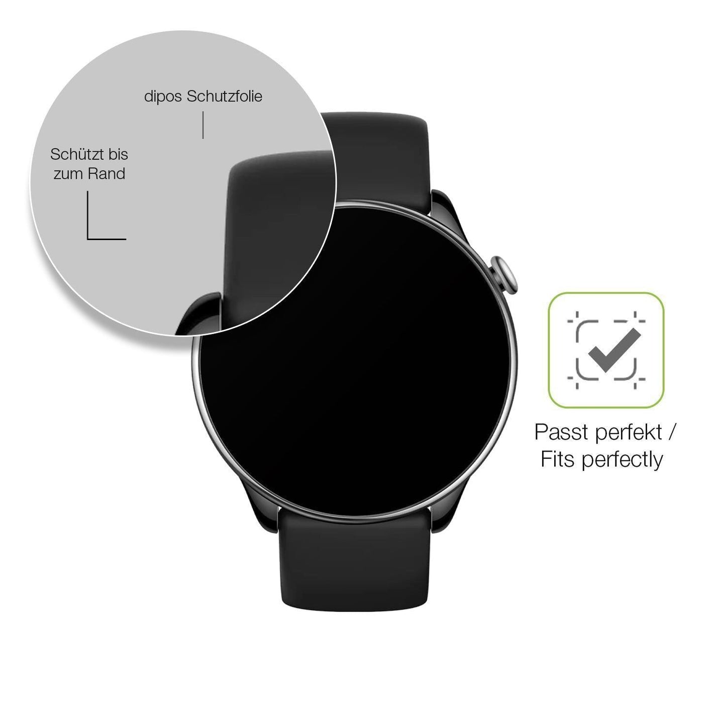 2x Full Cover Schutzfolie matt für Amazfit GTR min (6)