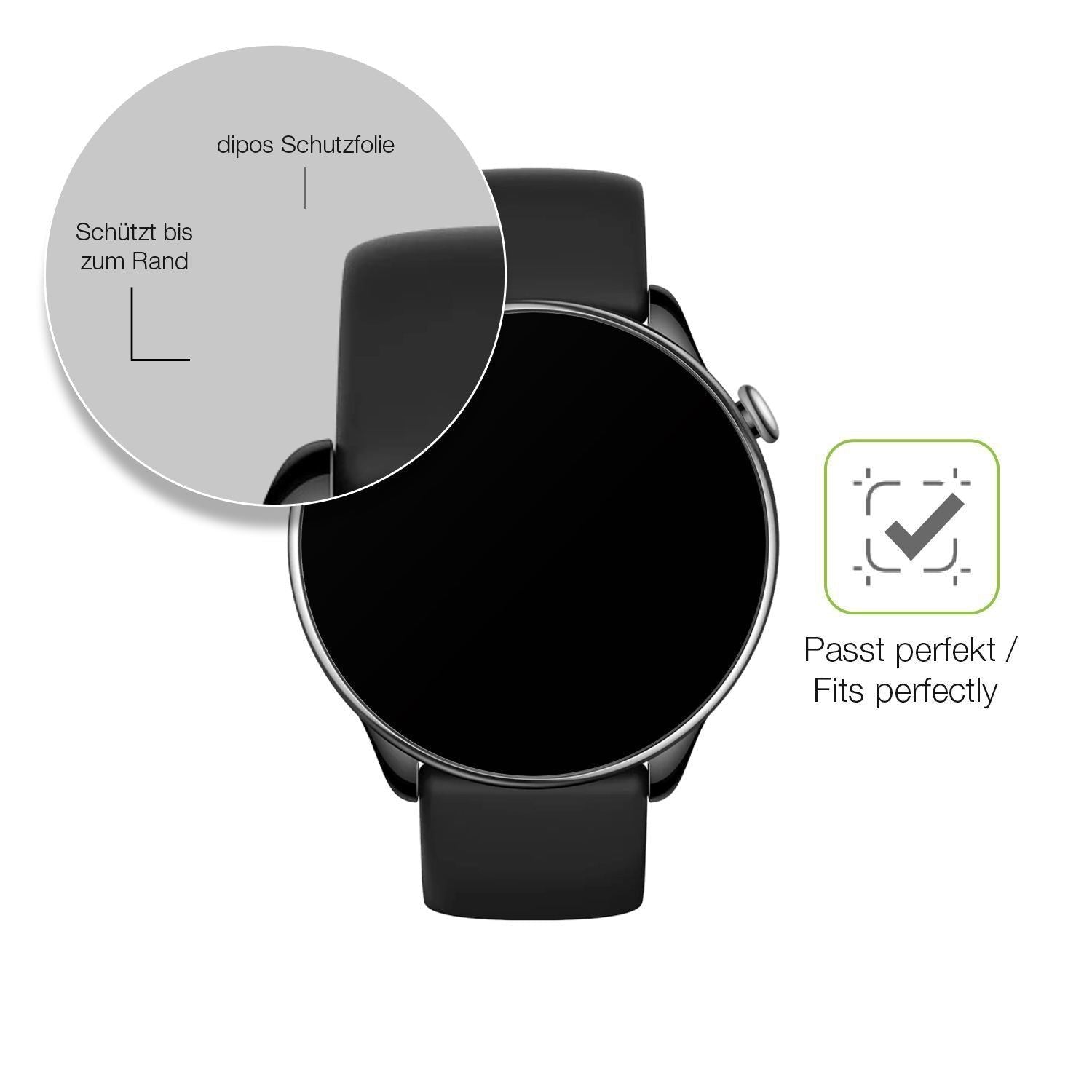 2x Full Cover Schutzfolie matt für Amazfit GTR min (6)