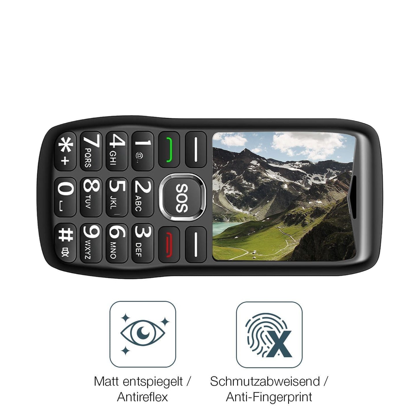 2x 9H Schutzfolie matt für Guwet D1 Seniorenhandy  (5)