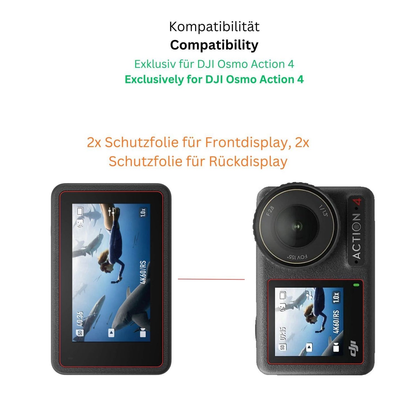 4x Schutzfolie matt für DJI Osmo Action 4 Display- (2)