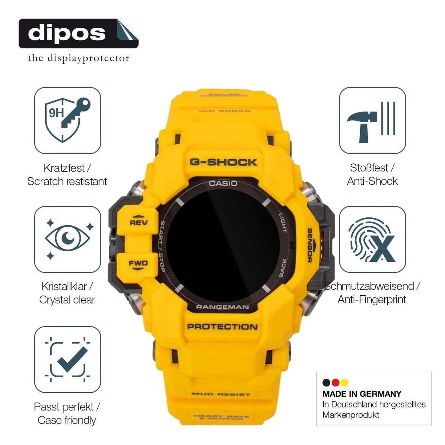 2x 9H Schutzfolie für Casio G-Shock GPR H1000 Panz (7)
