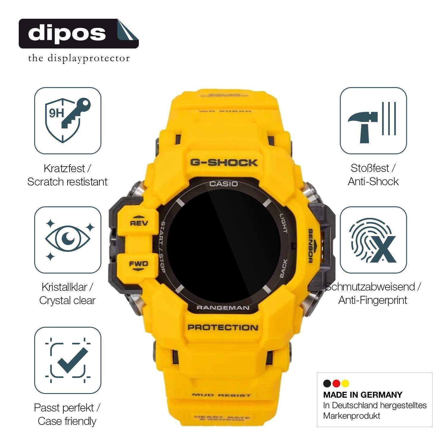 2x 9H Schutzfolie für Casio G-Shock GPR H1000 Panz (7)