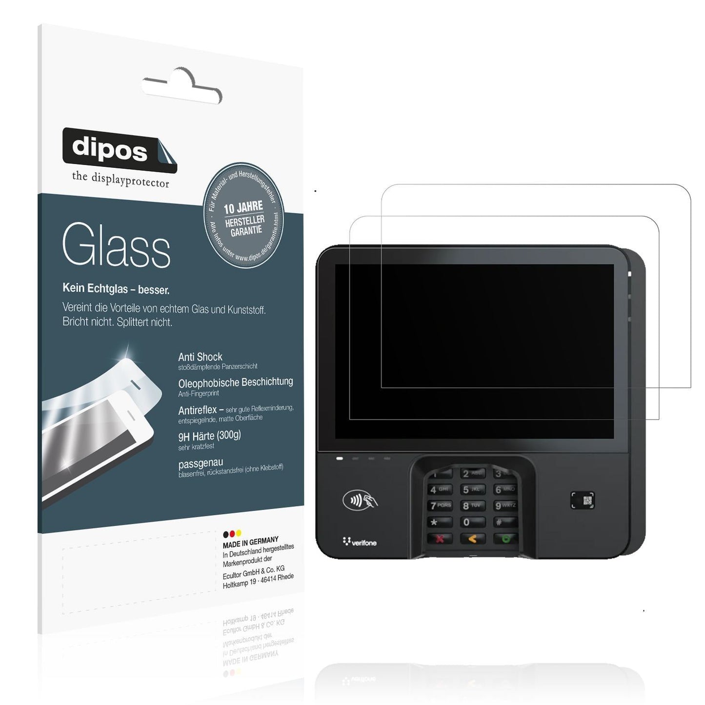2x 9H Schutzfolie matt für Verifone M450 Panzerfol (1)