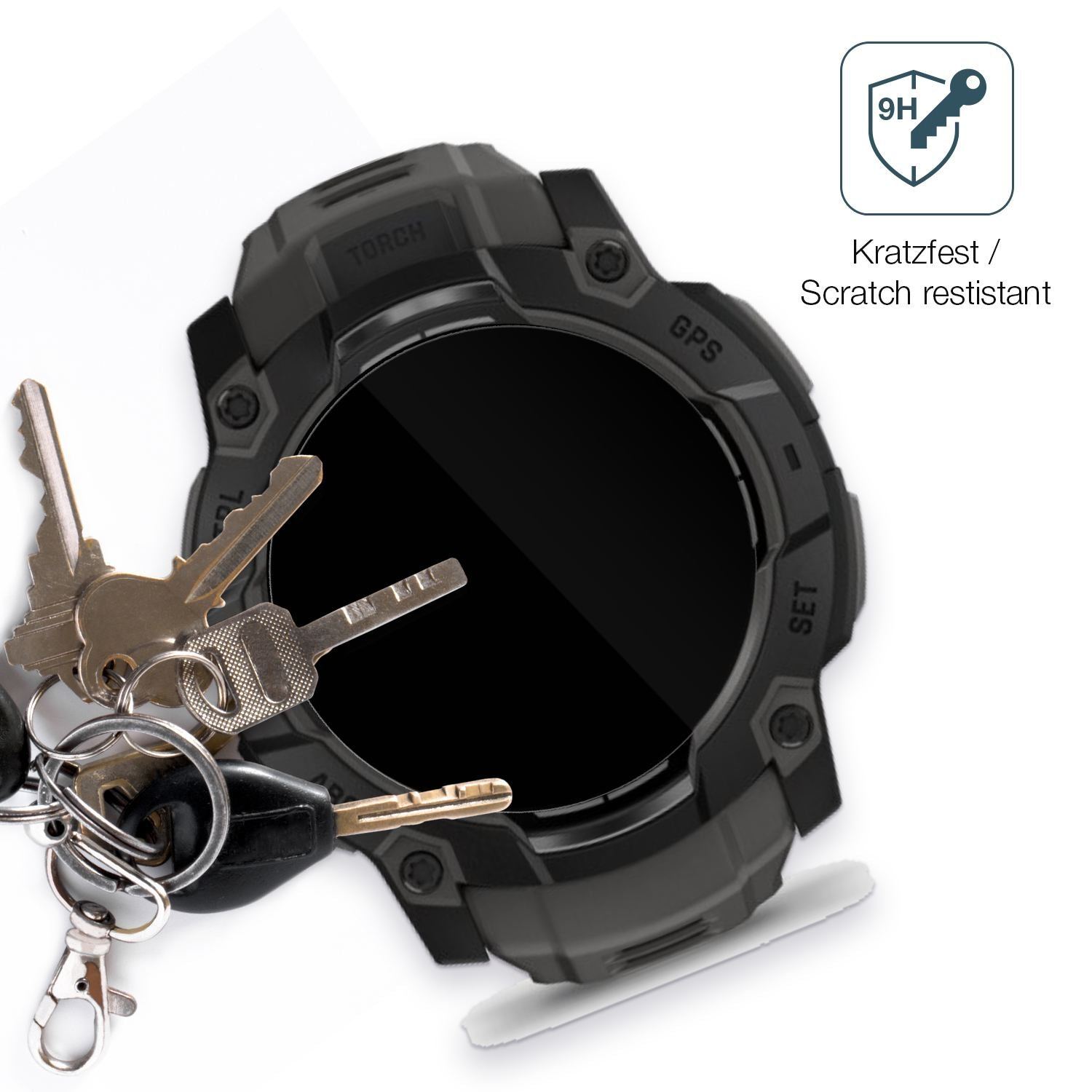 2x 9H Schutzfolie für Garmin Instinct 3 50mm Panze (3)