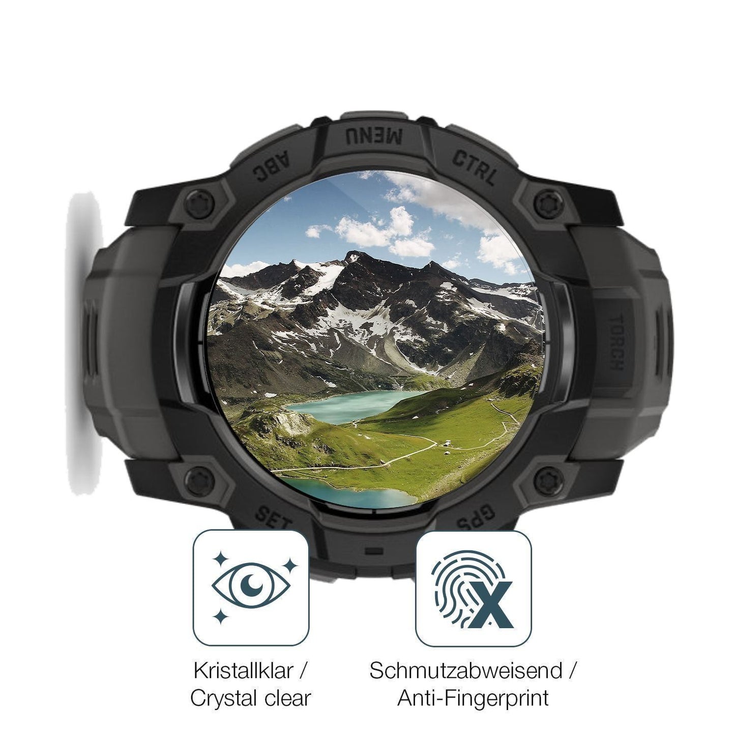 2x 9H Schutzfolie für Garmin Instinct 3 50mm Panze (5)