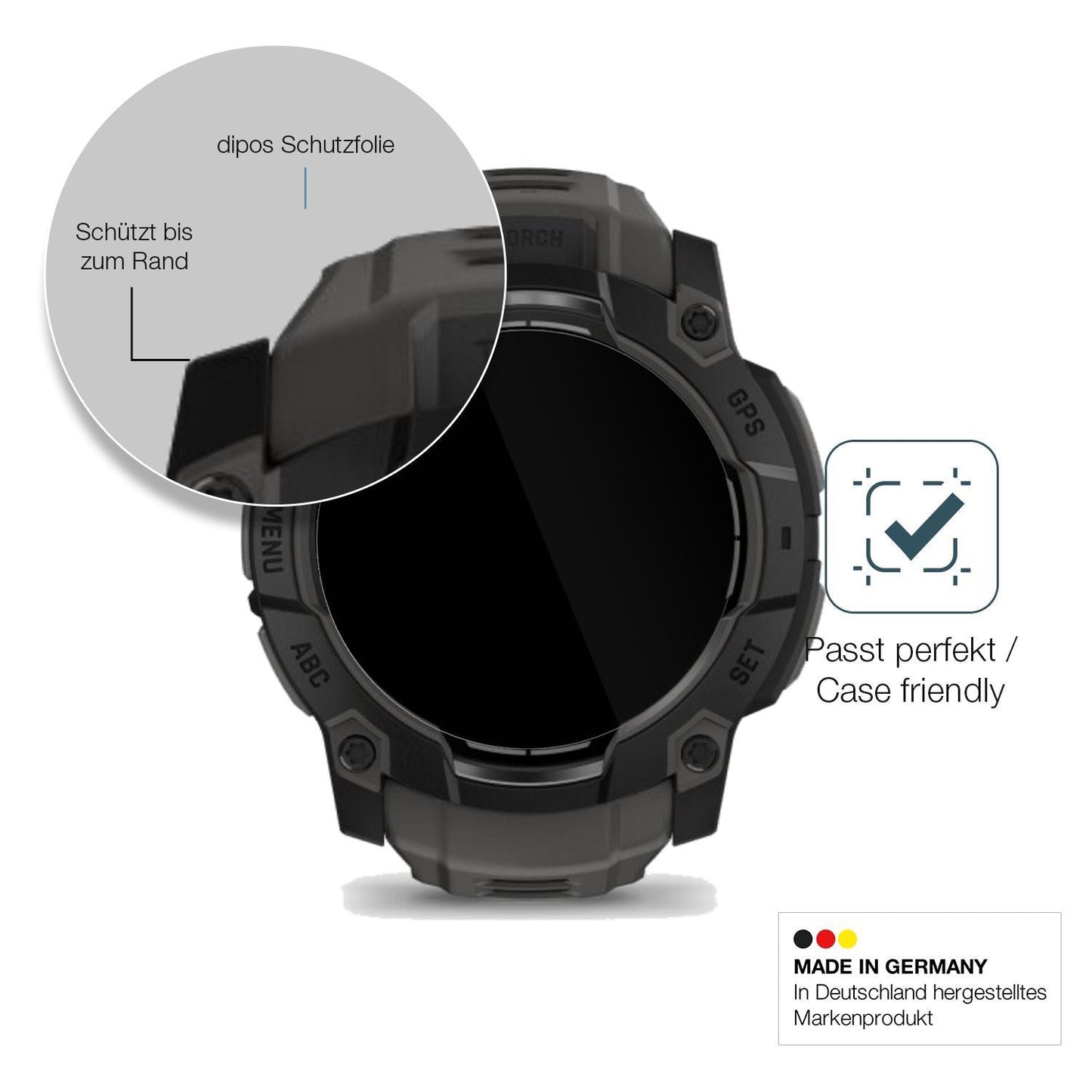 2x 9H Schutzfolie für Garmin Instinct 3 50mm Panze (6)