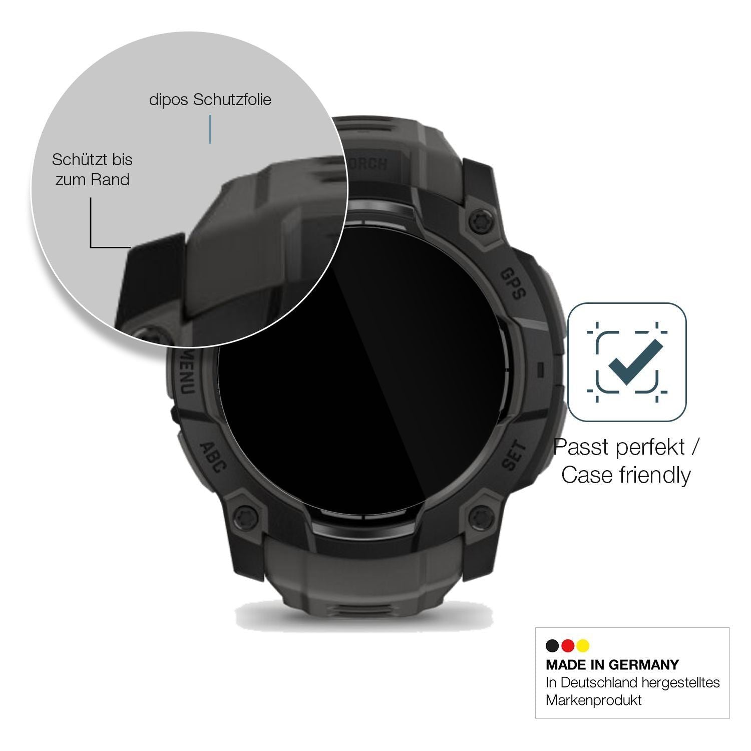 2x 9H Schutzfolie für Garmin Instinct 3 50mm Panze (6)