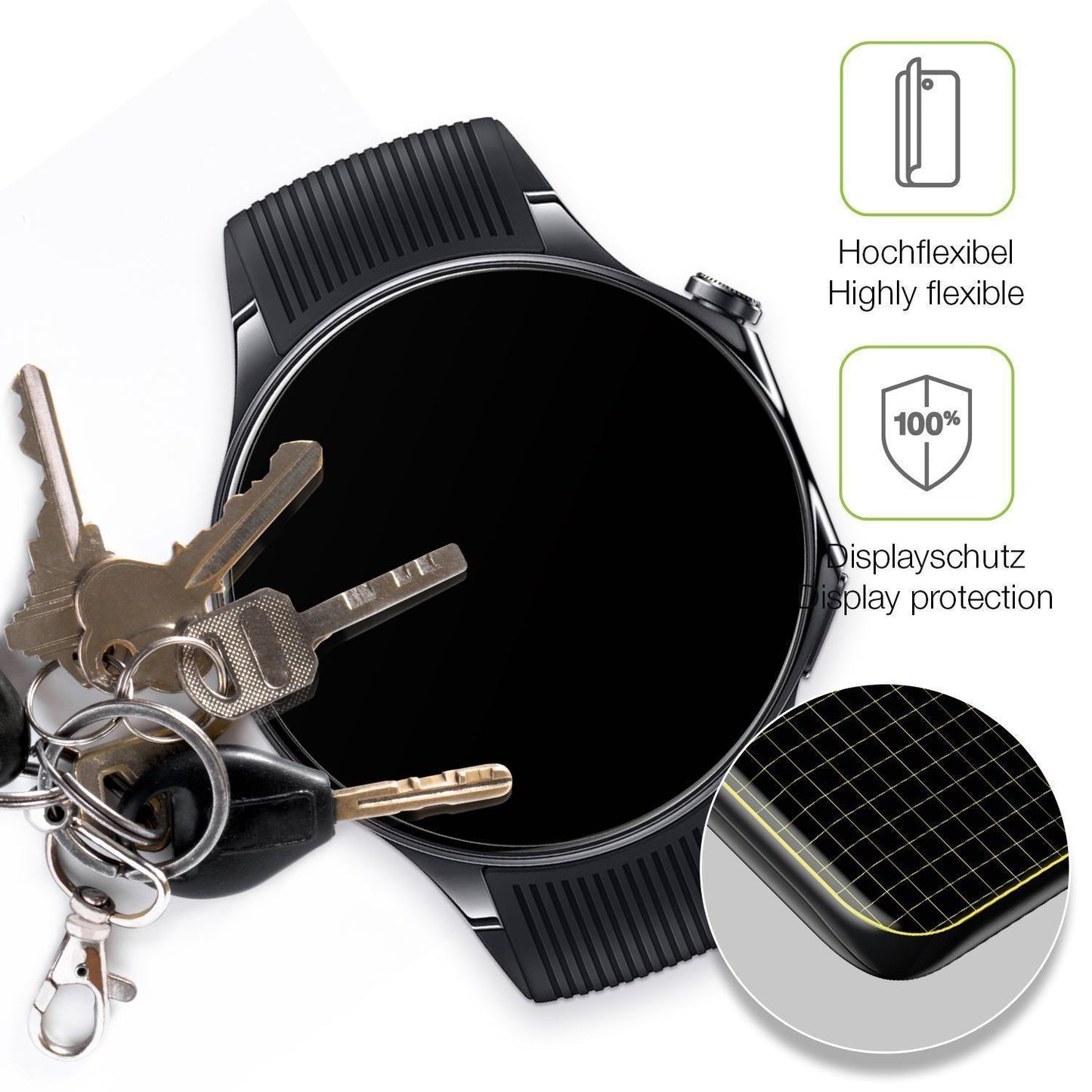 2x Full Cover Schutzfolie matt für OnePlus Watch 3 (3)